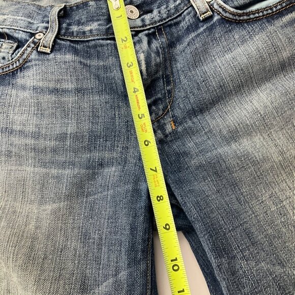 7 For All Mankind Women 30 Dojo Denim Shorts Y2K Distressed Bermuda Low Rise - Picture 13 of 16